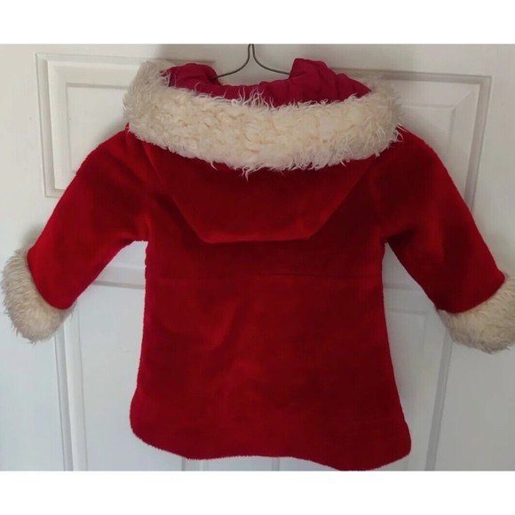 Vintage 70s Sears Coat Hooded Girls Red Christmas 2T Gold Buttons 1970s Hooded - Picture 9 of 12